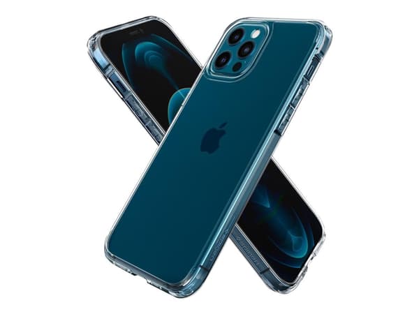 Spigen Ultra Hybrid - Baksidesskydd för mobiltelefon - polykarbonat, termoplastisk polyuretan (TPU) - CrystalClear - för Apple iPhone 12, 12 Pro