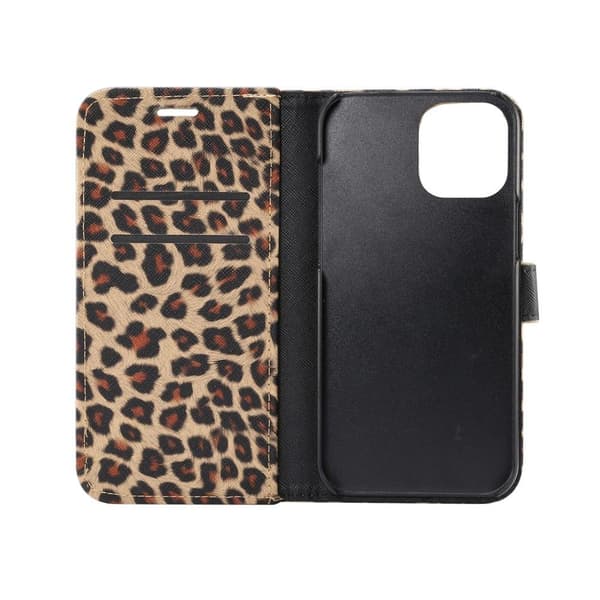 iPhone 12 / 12 Pro Plånboksfodral Fodral Leopard - Brun