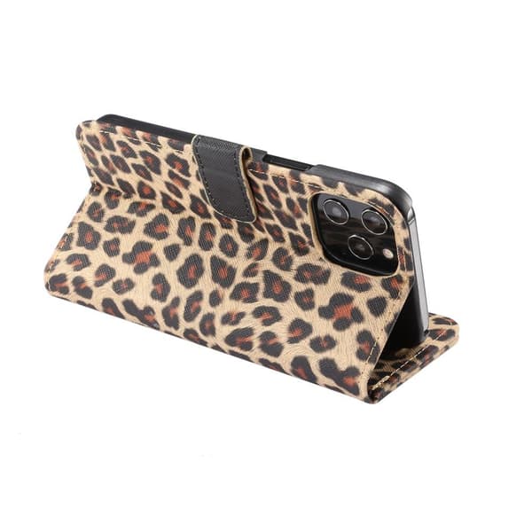 iPhone 12 / 12 Pro Plånboksfodral Fodral Leopard - Brun