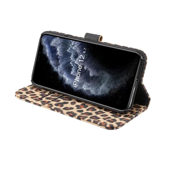 iPhone 12 / 12 Pro Plånboksfodral Fodral Leopard - Brun