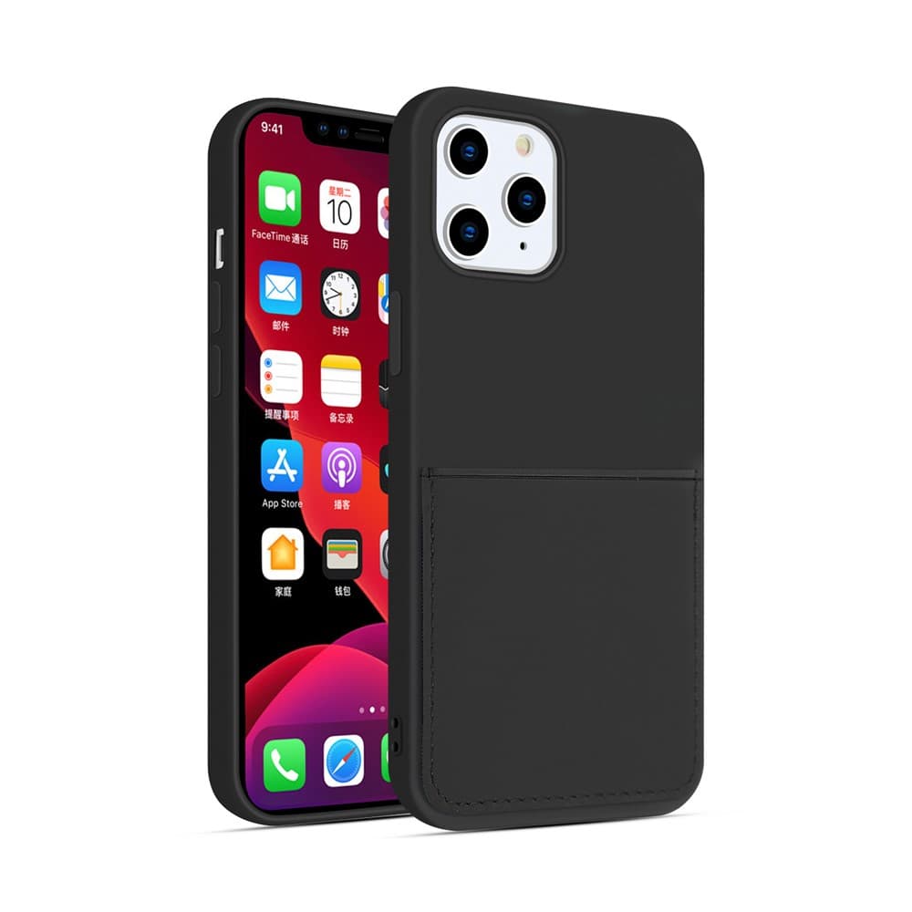 iPhone 12 Mini Suojakuori Korttitaskulla Musta