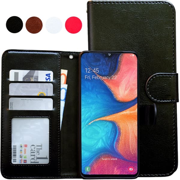 Samsung Galaxy A20e - Läderfodral / Skydd Black