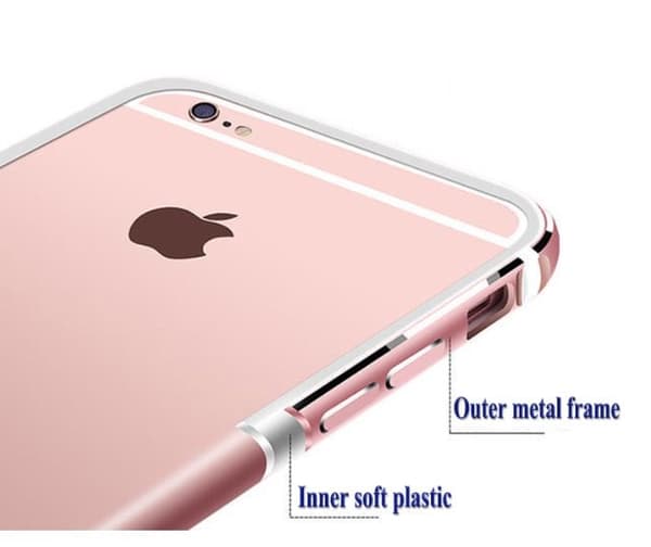 iPhone 6/6S Plus - Stilren Bumper i Aluminium och Silikon Guld Guld