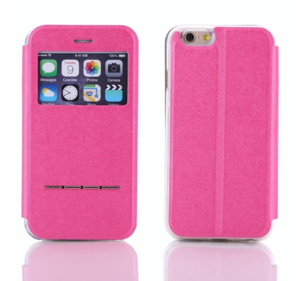 iPhone 5/5S/5SE  Smartfodral med fönster och svarsfunktion Rosa Rosa