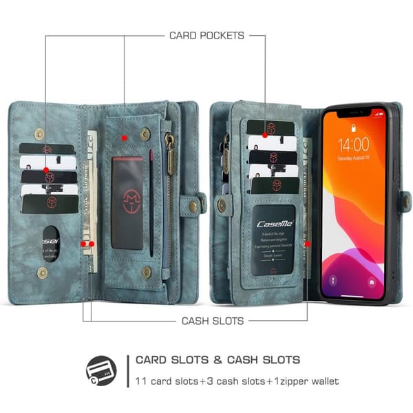 CASEME iPhone 12 / iPhone 12 Pro Retro plånboksfodral - Grön