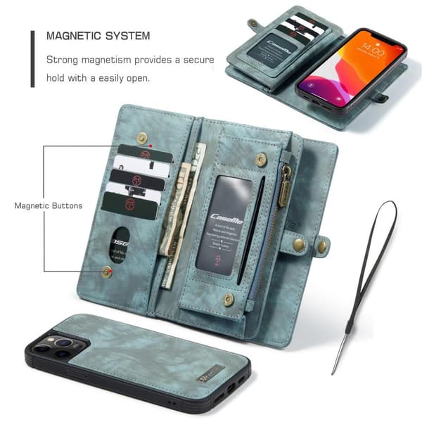 CASEME iPhone 12 / iPhone 12 Pro Retro plånboksfodral - Grön