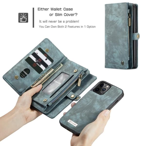 CASEME iPhone 12 / iPhone 12 Pro Retro plånboksfodral - Grön