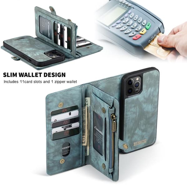 CASEME iPhone 12 / iPhone 12 Pro Retro plånboksfodral - Grön