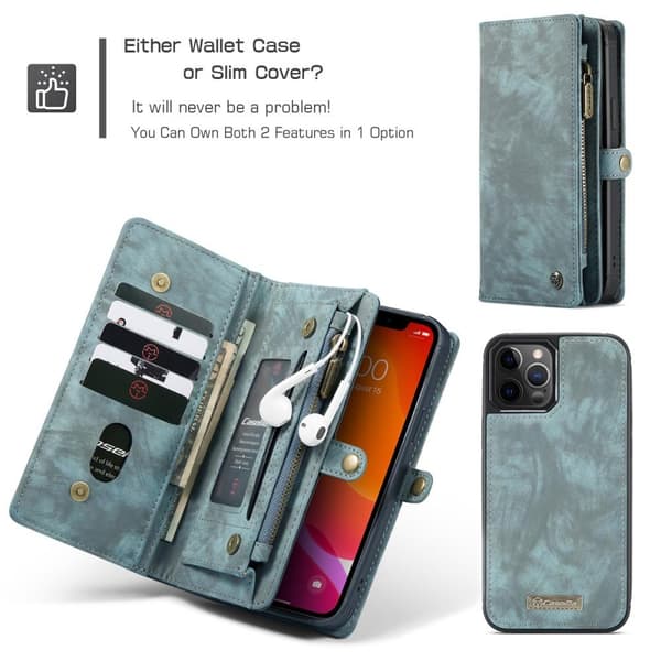 CASEME iPhone 12 / iPhone 12 Pro Retro plånboksfodral - Grön