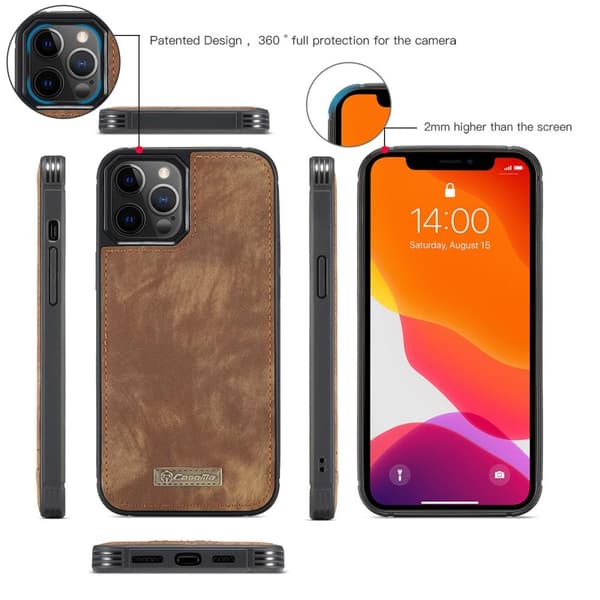 CASEME iPhone 12 / iPhone 12 Pro Retro plånboksfodral - Brun