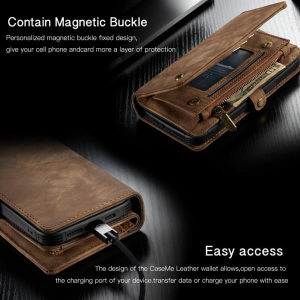CASEME iPhone 12 / iPhone 12 Pro Retro plånboksfodral - Brun