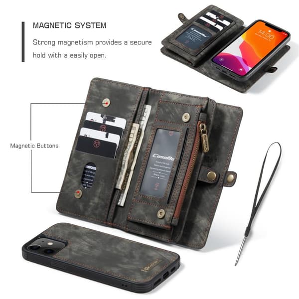 CASEME iPhone 12 Mini Retro plånboksfodral - Svart