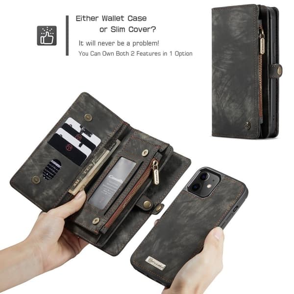 CASEME iPhone 12 Mini Retro plånboksfodral - Svart