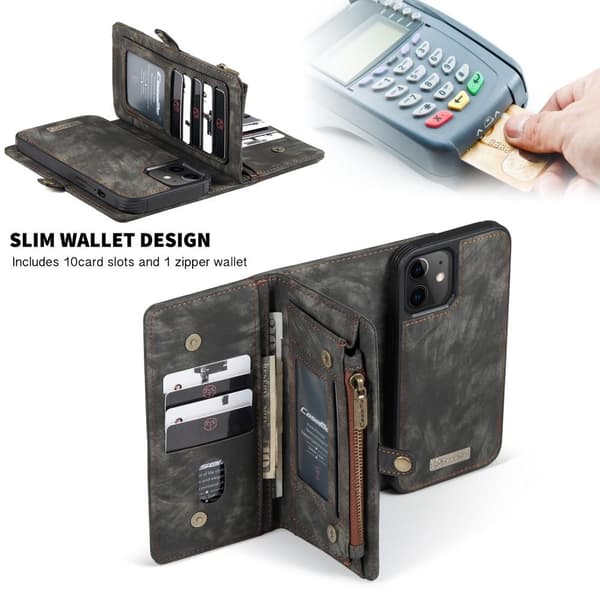 CASEME iPhone 12 Mini Retro plånboksfodral - Svart