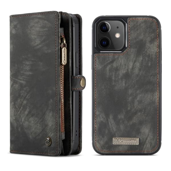 CASEME iPhone 12 Mini Retro plånboksfodral - Svart