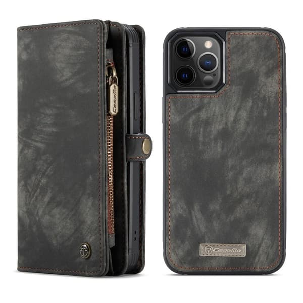 CASEME iPhone 12 Pro Max Retro Lommebok-deksel - Svart