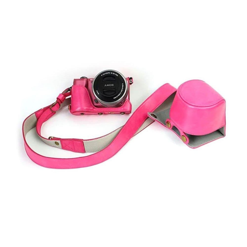 Sony A500/A5100/NEX3N taske til kamera i læder - Rosa