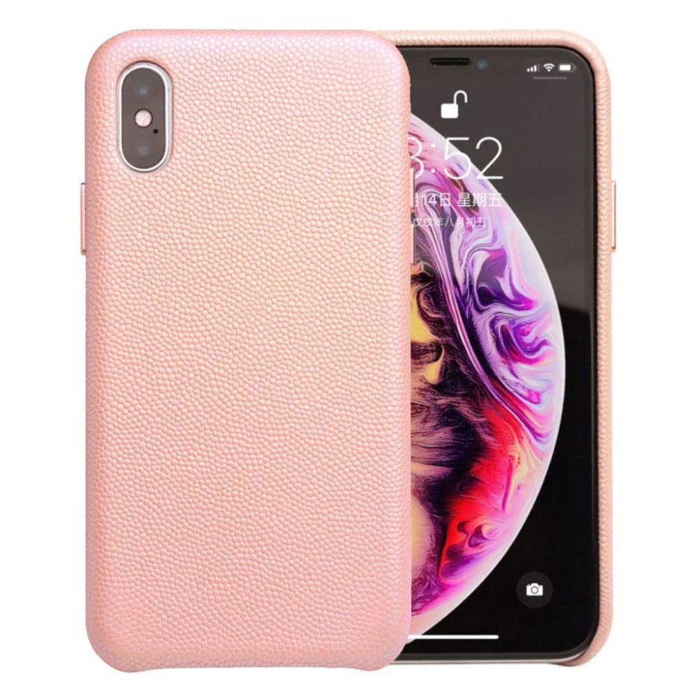 QIALINO iPhone Xs Max beskyttelsesetui i læder med Litchi te