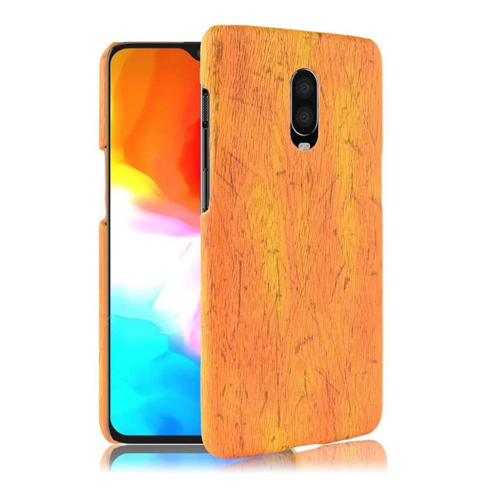 OnePlus 6T puun rakenne pintainen synteetti nahkainen kova m