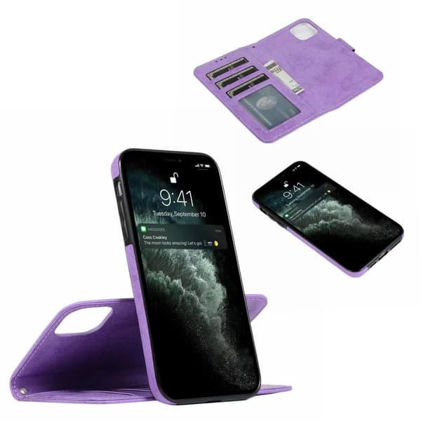 Suede magnetfodral för iPhone 11 Pro med magnetlås. Lila One-size