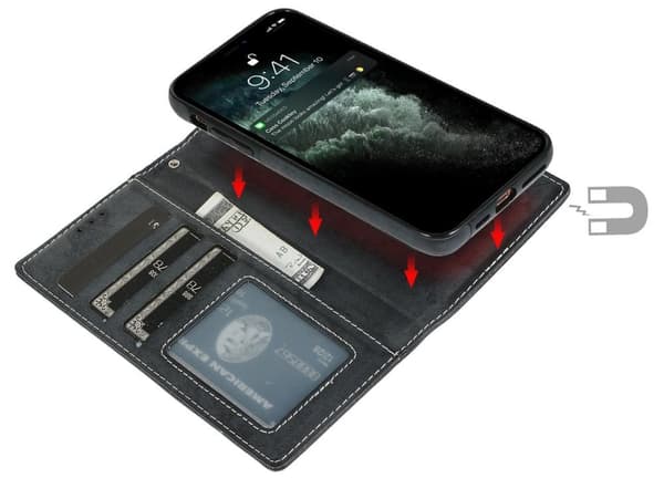 Suede magnetfodral för iPhone 11 Pro Max med magnetlås.