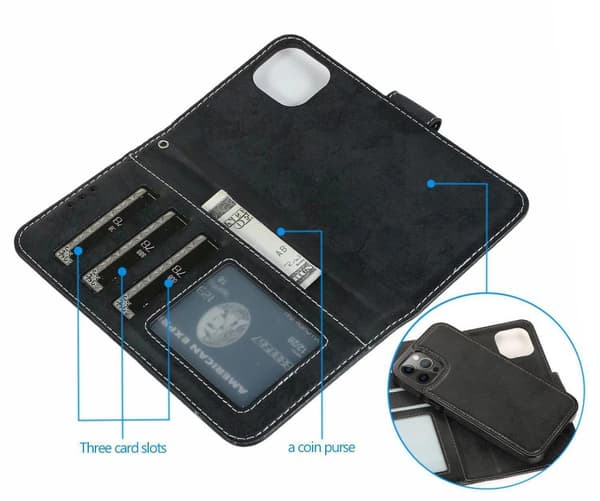 Suede magnetfodral för iPhone 11 Pro Max med magnetlås.