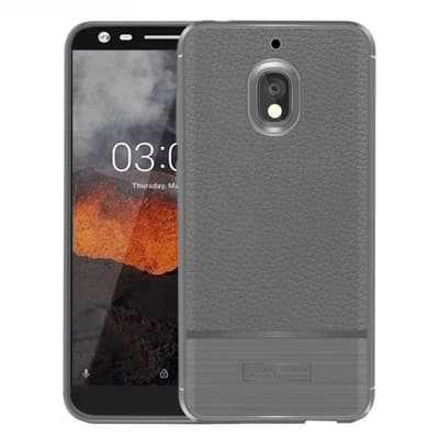Nokia 2.1 beskyttelsesetui i silikone med børstet Litchi str