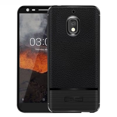 Nokia 2.1 beskyttelsesetui i silikone med børstet Litchi str