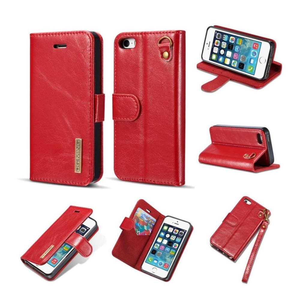 DG.MING iPhone SE / 5 / 5S microfiber ægte læder flip etui -