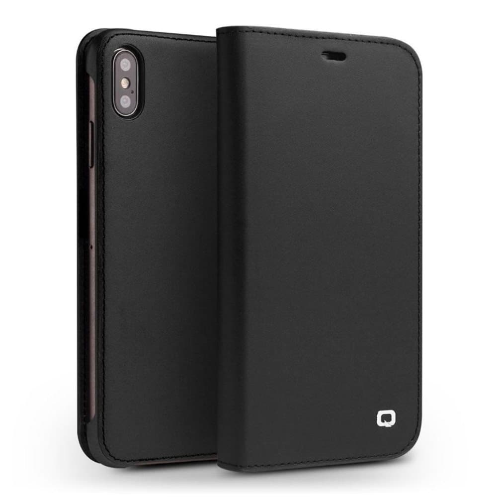 QIALINO iPhone Xs Max mobiletui i kolæder med pung - Sort