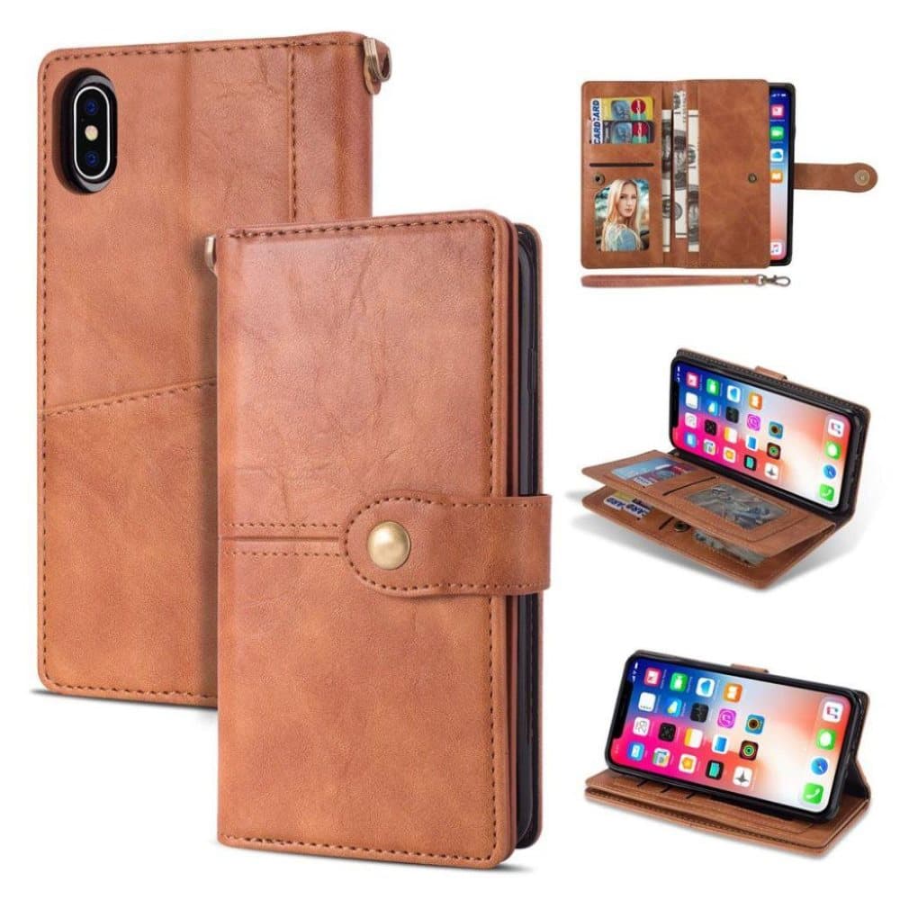 iPhone 9 Plus mobiletui i kunstlæder med retro design og sta