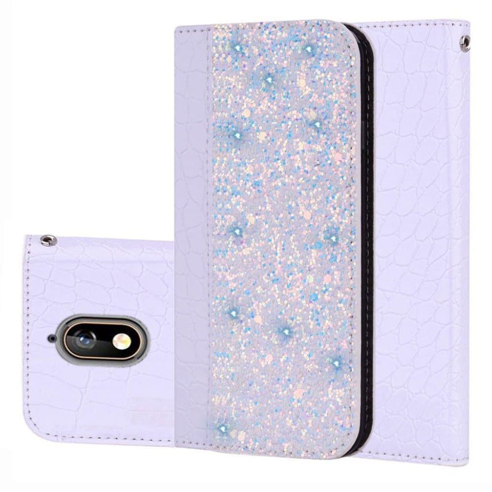 Nokia 3.1 crocodile glitter texture leather case - Light Pur