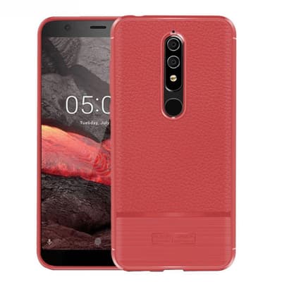 Nokia 5.1 mobiletui i silikone med børstet Litchi overfalde