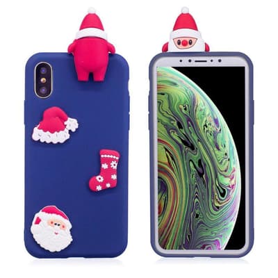 iPhone XS beskyttelsesetui i silikone med 3D julemønster - B