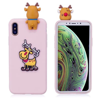 iPhone XS beskyttelsesetui i silikone med 3D julemønster - L