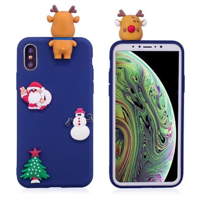 iPhone XS beskyttelsesetui i silikone med 3D julemønster - B