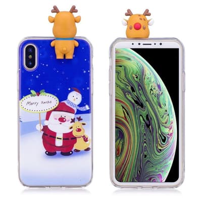 iPhone XS beskyttelsesetui i silikone med 3D dukker og julem