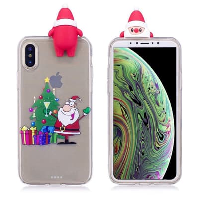 iPhone XS beskyttelsesetui i silikone med 3D dukker og julem