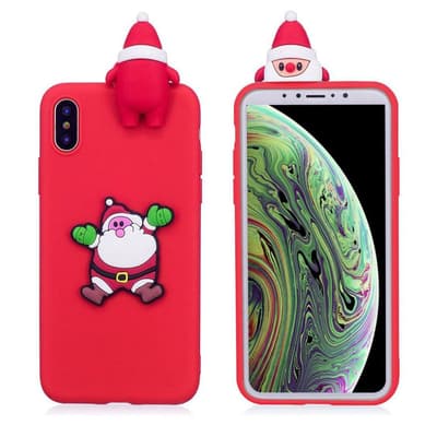 iPhone XS beskyttelsesetui i silikone med 3D julemønster - R