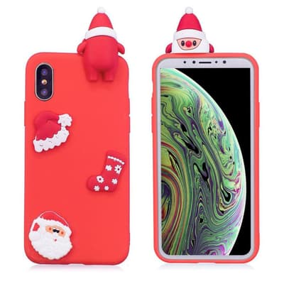 iPhone XS beskyttelsesetui i silikone med 3D julemønster - R