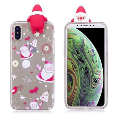 iPhone XS beskyttelsesetui i silikone med 3D dukker og julem