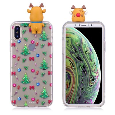 iPhone XS beskyttelsesetui i silikone med 3D dukker og julem
