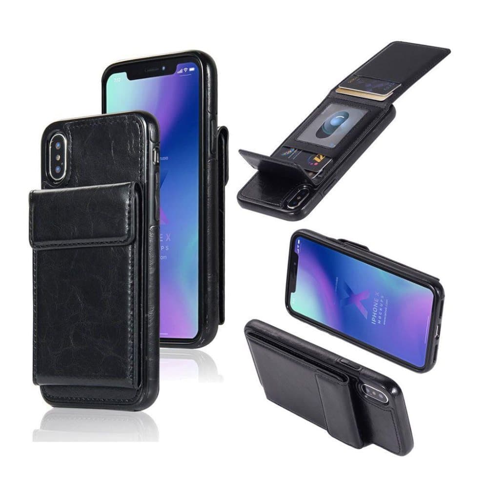 Crazy Horse iPhone XS oil buffed leather case - Black