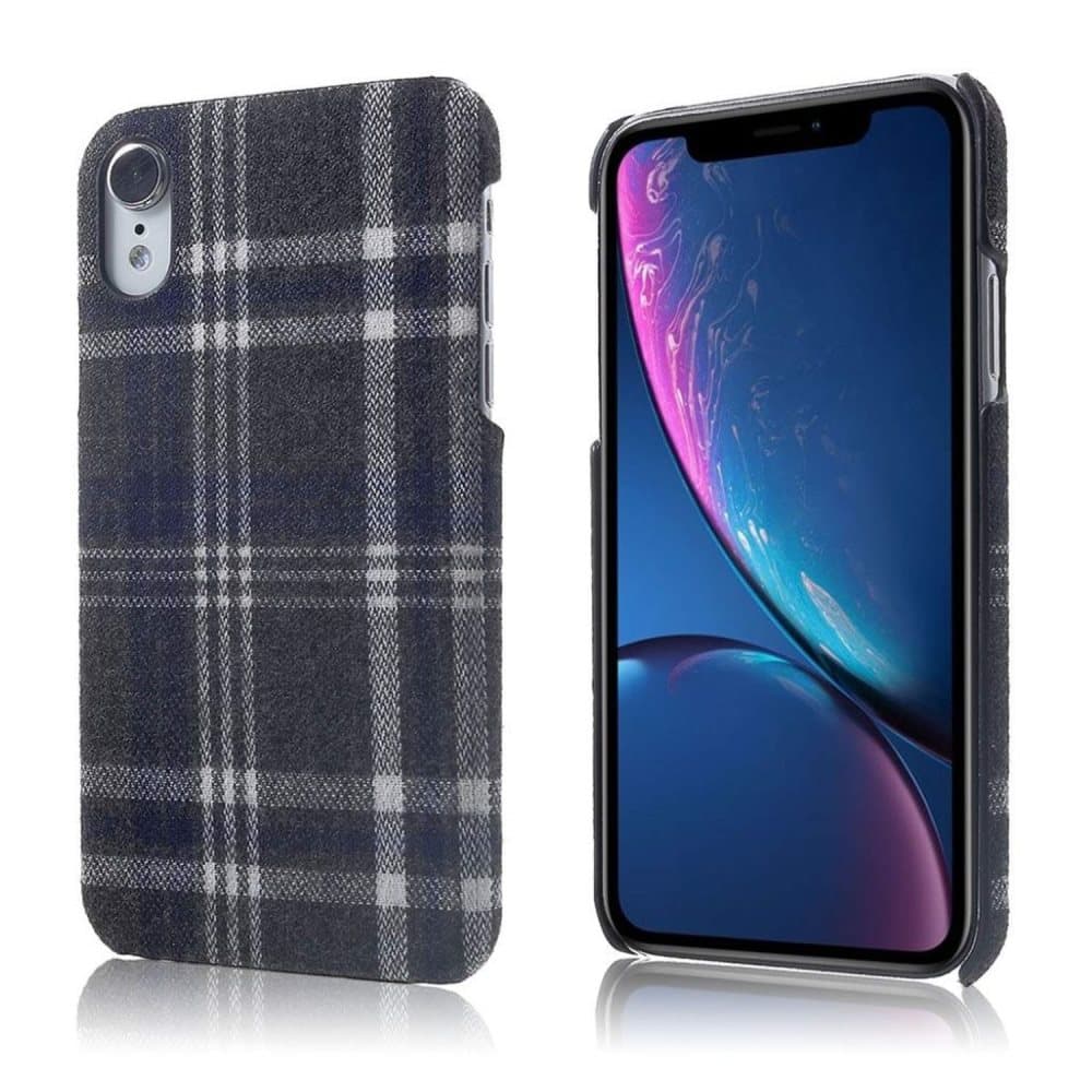 iPhone Xr lattice pattern cloth case - Black