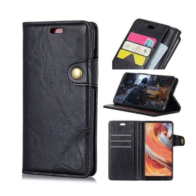 Crazy Horse Nokia 8.1 S-formet læder flip etui - Sort