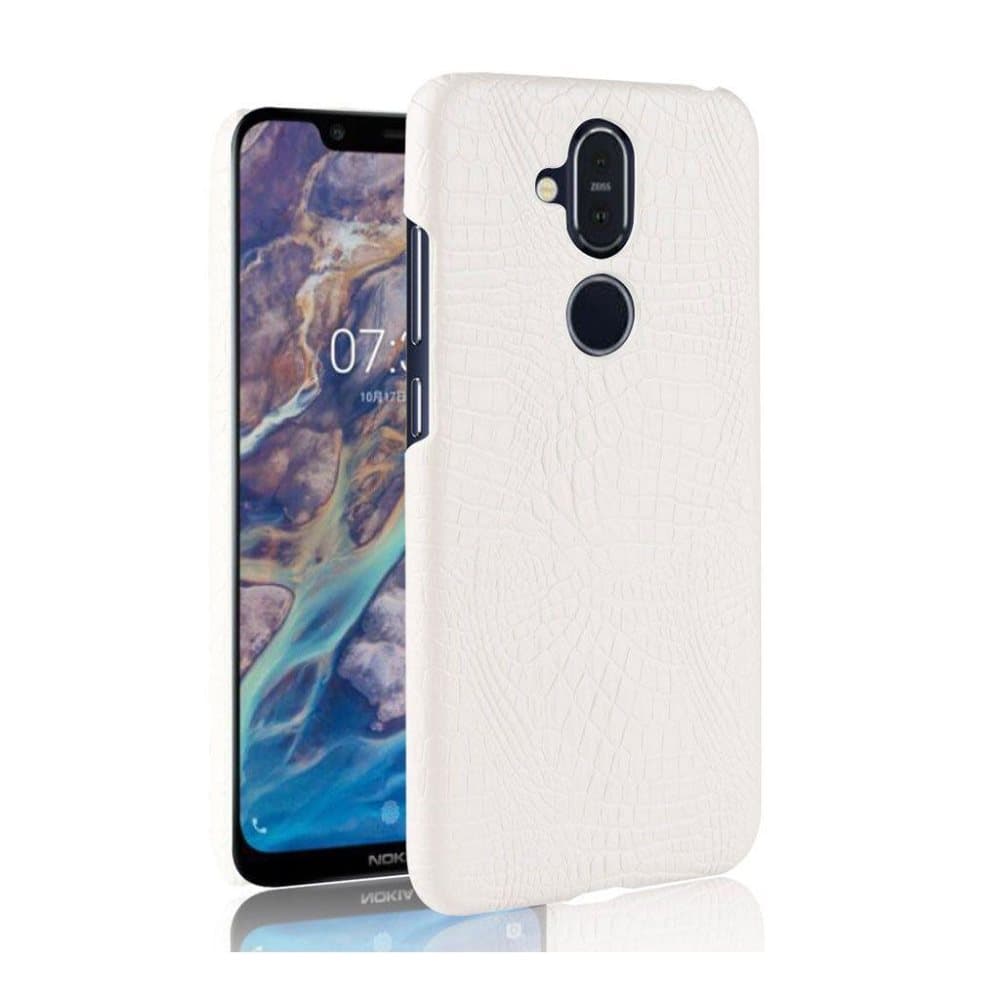 Nokia 8.1 crocodile texture leather case - White