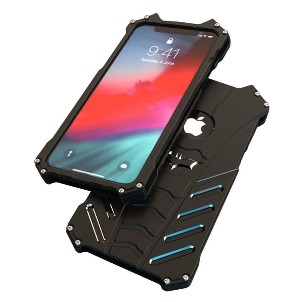iPhone XS stødabsorberende metal etui - Sort