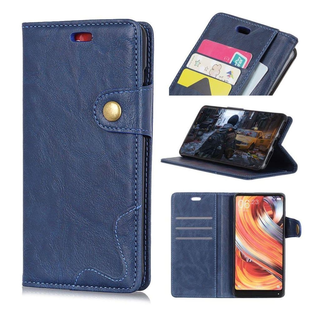 Crazy Horse Nokia 7.1 s-shape leather flip case - Blue