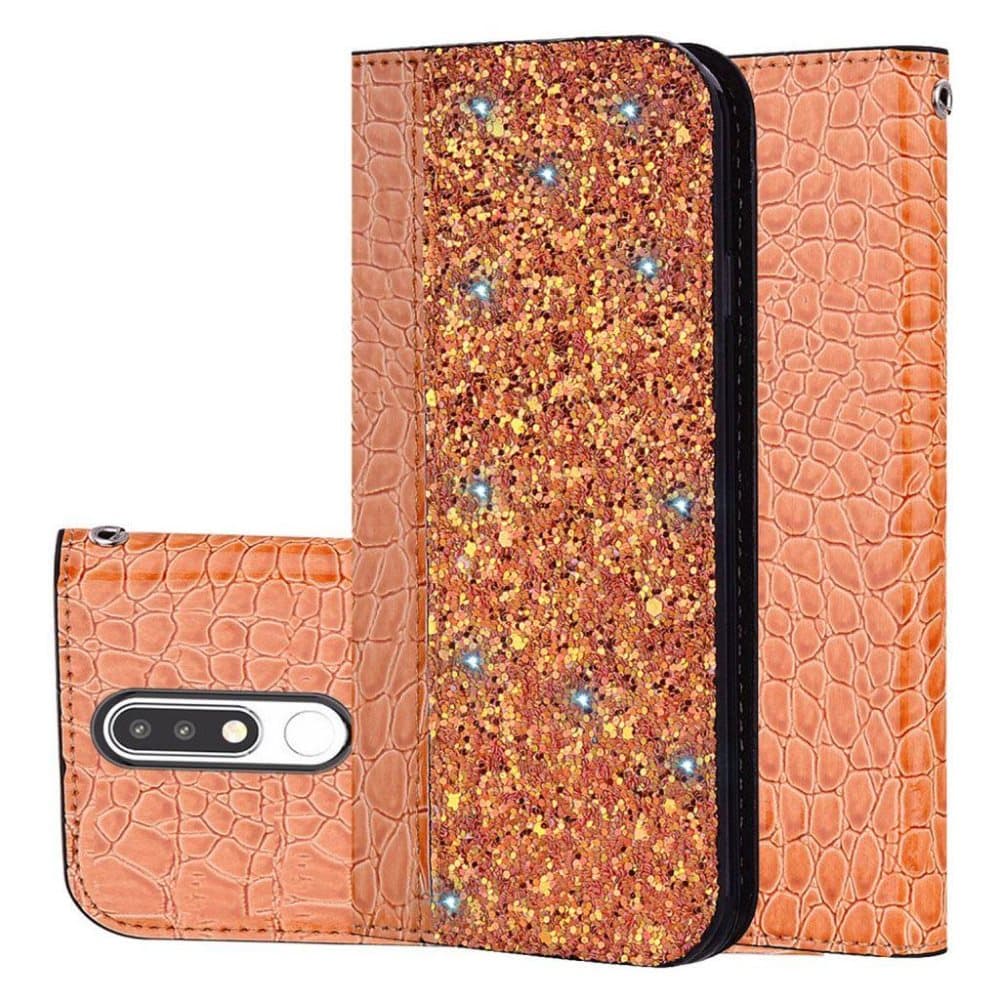 Nokia 5.1 crocodile texture leather flip case - Orange