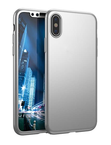 Eksklusiv 360 Cover iPhone X front / bag skærmbeskytter Sølv (silver)